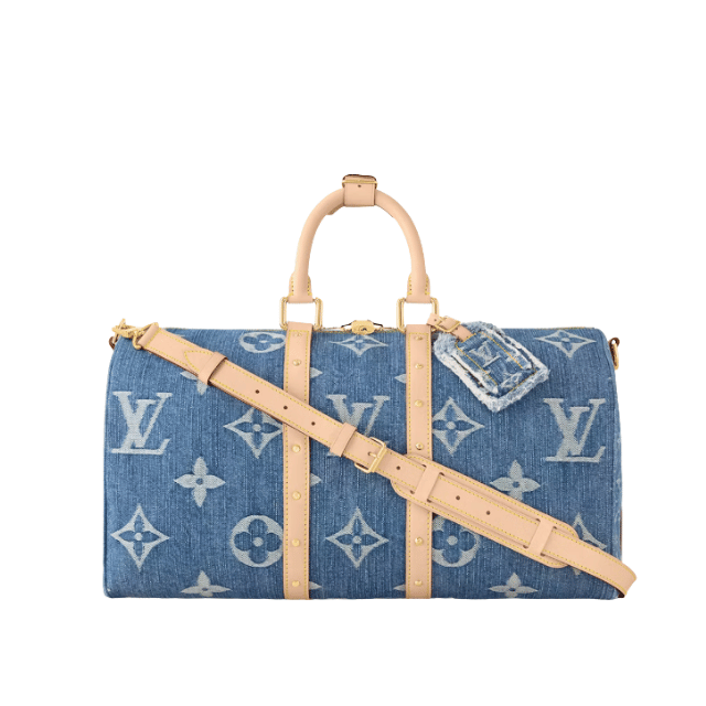 LOUIS VUITTON KEEPALL BANDOULIERE DENIM BLUE 17.7 INCHES M24315