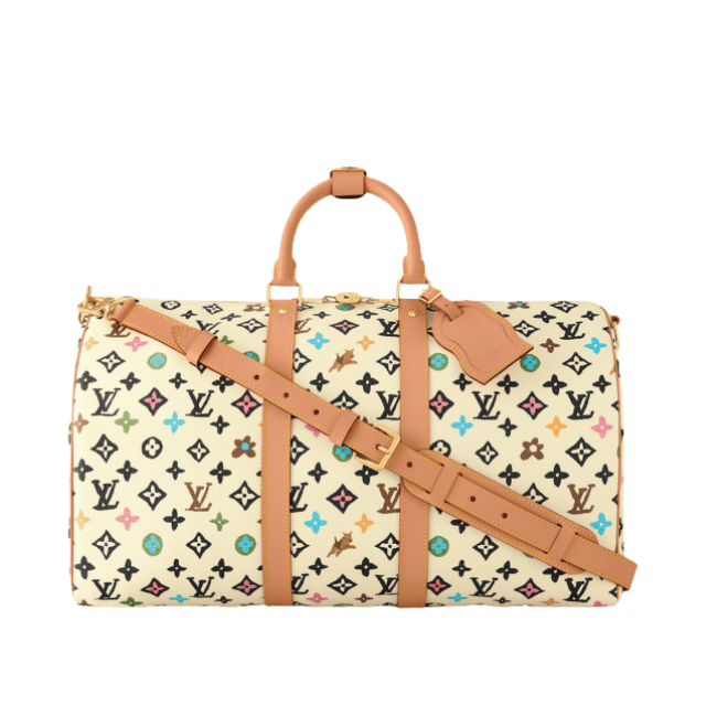 LOUIS VUITTON KEEPALL BANDOULIÈRE 50 BAG WHITE 19.7 INCHES M25233