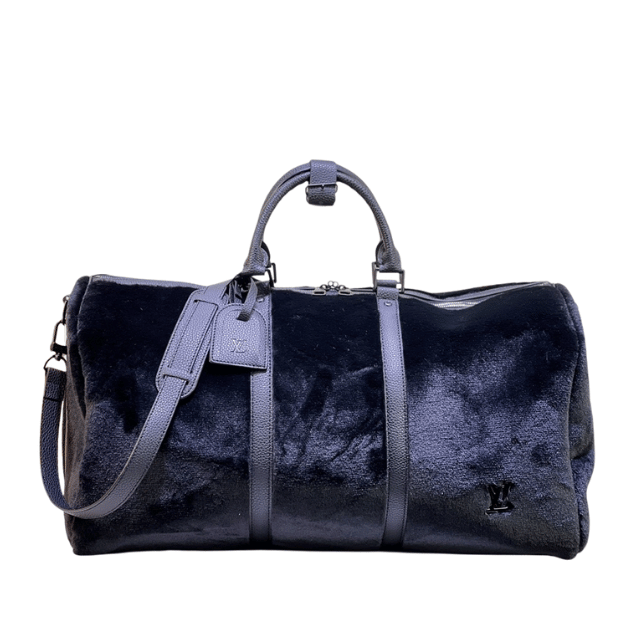 LOUIS VUITTON PUFFY SHEARLING KEEPALL BANDOULIÈRE 50 BLACK 19.7 INCHES M23108