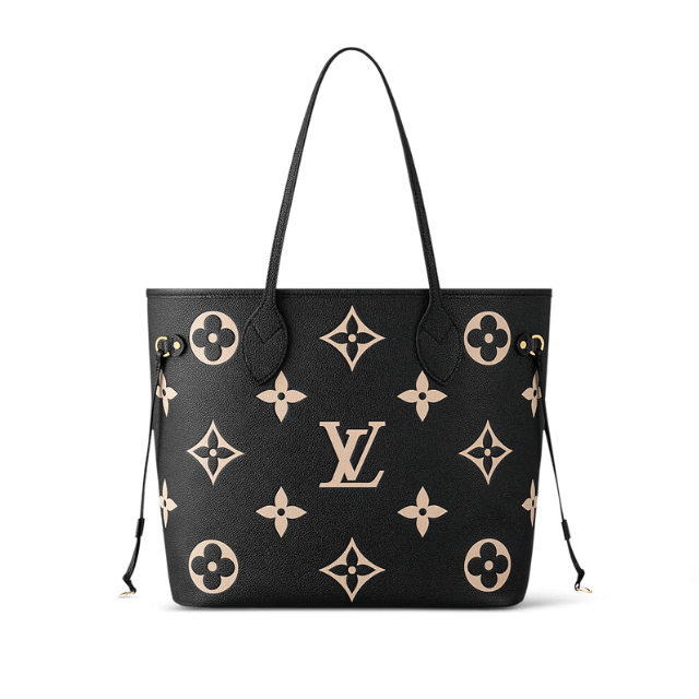 LOUIS VUITTON NEVERFULL TOTE BAG MM MONOGRAM BLACK 12.2 INCHES M46649