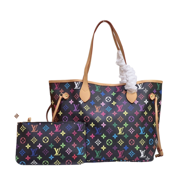 LOUIS VUITTON NEVERFULL MM MONOGRAM MULTICOLORE BLACK 12.2 INCHES M40156