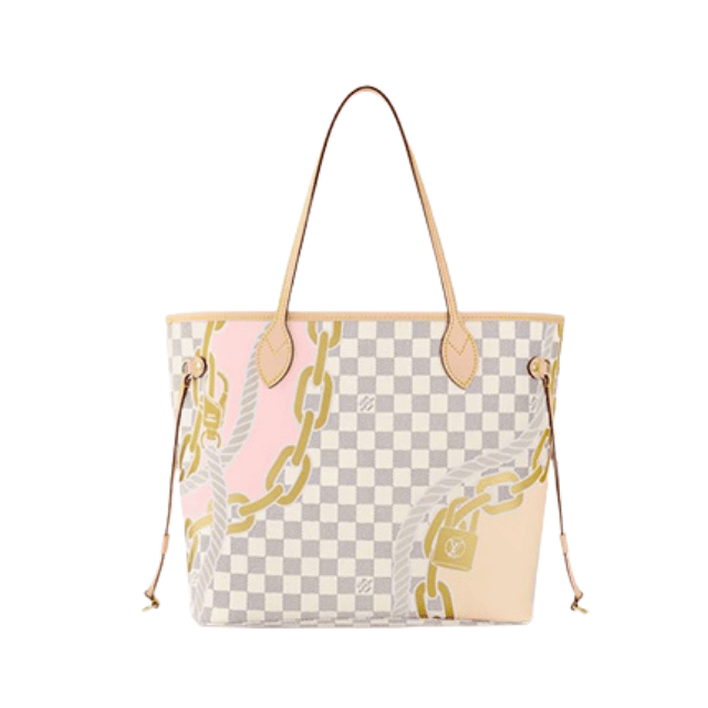 LOUIS VUITTON NEVERFULL MM DAMIER AZUR CANVAS SUMMER TRUNKS PINK 12.2 INCHES M46329