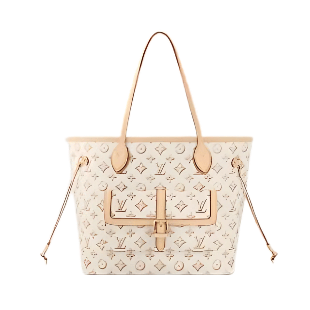 LOUIS VUITTON NEVERFULL MM MONOGRAM EMPREINTE LEATHER WITH POUCH POCKET BEIGE 12.2 INCHES M20921