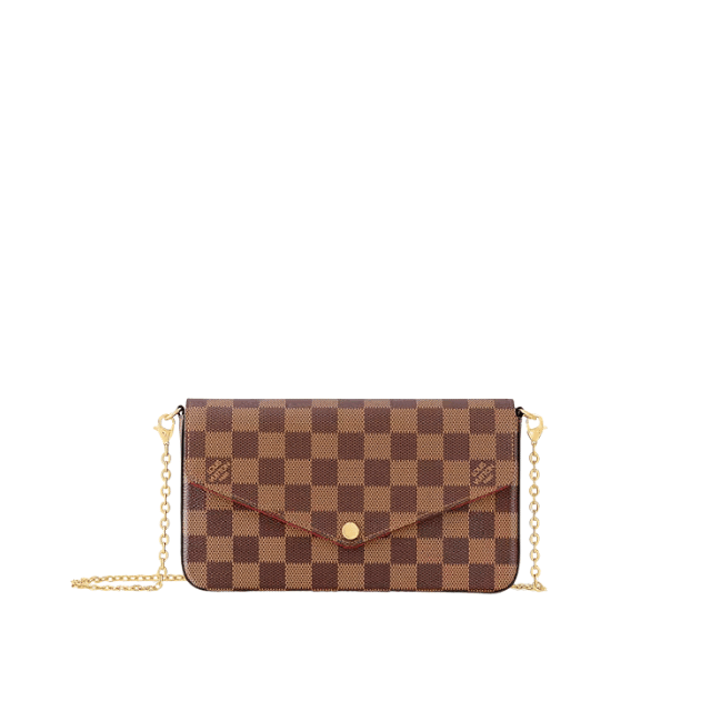 LOUIS VUITTON POCHETTE FÉLICIE DAMIER EBENE CANVAS CERISE RED 8.3 INCHES N40492