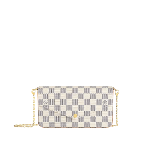 LOUIS VUITTON POCHETTE FÉLICIE DAMIER AZUR CANVAS PINK 8.3 INCHES N40491