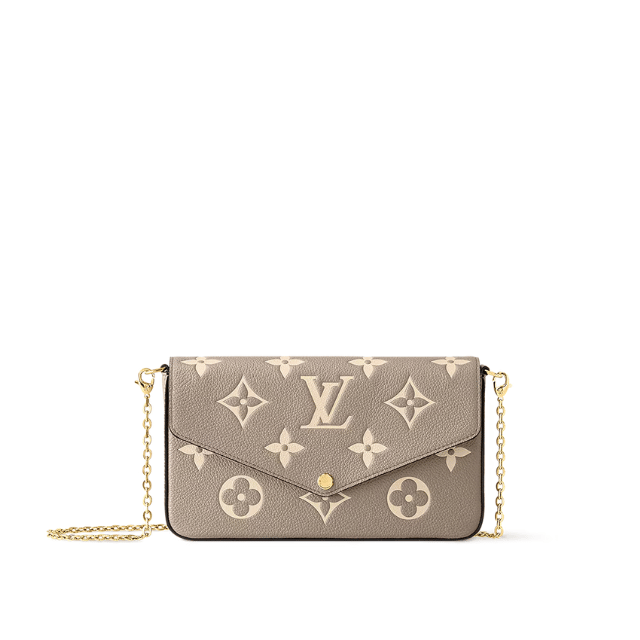LOUIS VUITTON POCHETTE FÉLICIE MONOGRAM EMPREINTE LEATHER BICOLOR DOVE/CREAM 8.3 INCHES M82610