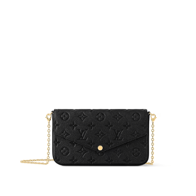 LOUIS VUITTON POCHETTE FÉLICIE MONOGRAM EMPREINTE LEATHER BLACK 8.3 INCHES M82477