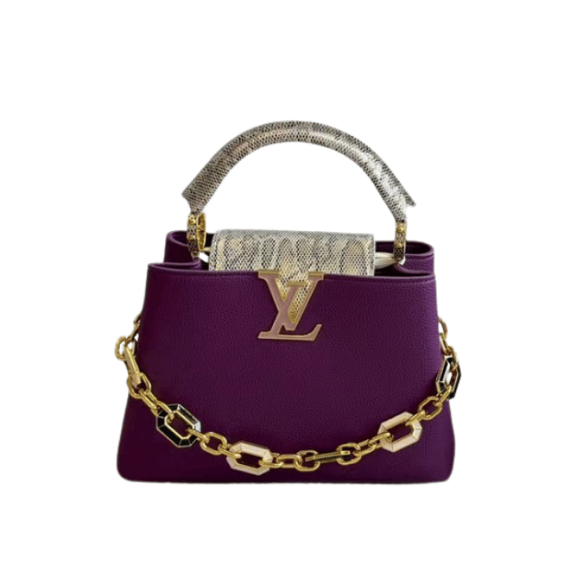 LOUIS VUITTON CAPUCINE TOP HANDLE BAG IN LUXURY PURPLE 10.6 INCHES