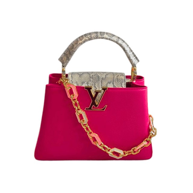 LOUIS VUITTON CAPUCINES TOP HANDLE BAG IN LUXURY PINK 10.6 INCHES