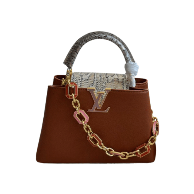 LOUIS VUITTON CAPUCINES TOP HANDLE BAG IN LUXURY BROWN 10.6 INCHES