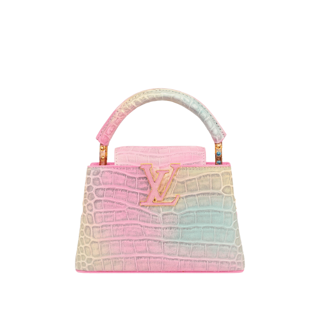 LOUIS VUITTON CAPUCINES MINI CROCODILE LEATHER PASTEL GRADIENT 8.3 INCHES