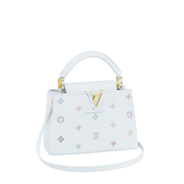 LOUIS VUITTON CAPUCINES MINI MULTICOLOR MONOGRAM WHITE 7.9 INCHES