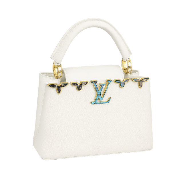 LOUIS VUITTON CAPUCINES BB WITH ENAMEL DETAIL WHITE 10.6 INCHES