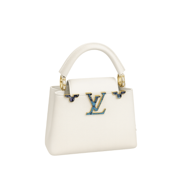 LOUIS VUITTON CAPUCINES MINI WITH ENAMEL DETAIL WHITE 7.9 INCHES
