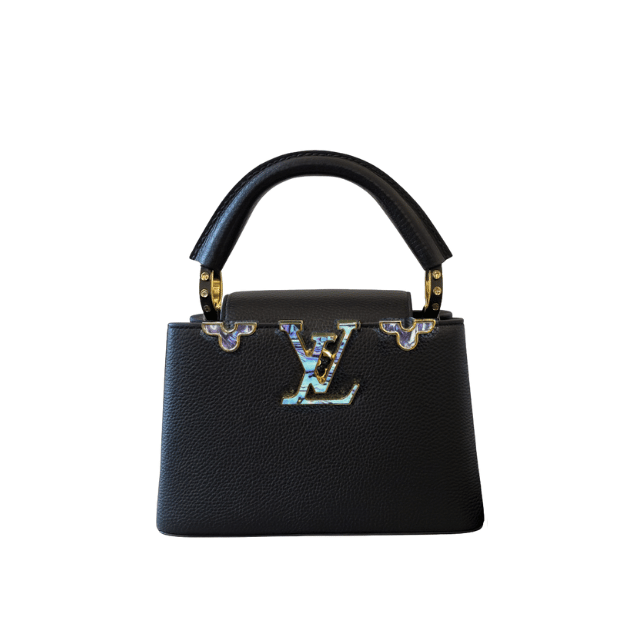 LOUIS VUITTON CAPUCINES MINI WITH ENAMEL DETAIL BLACK 7.9 INCHES