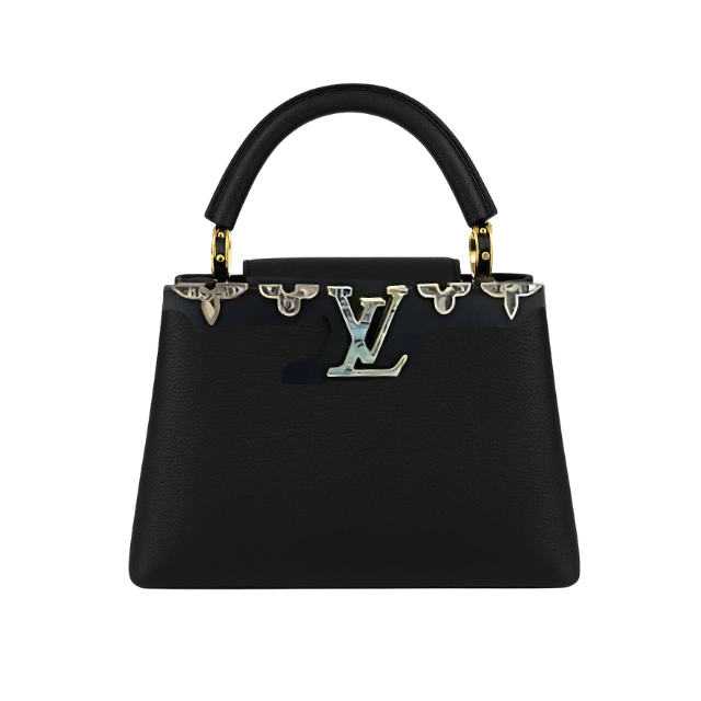 LOUIS VUITTON CAPUCINES BB WITH ENAMEL DETAIL BLACK 10.6 INCHES
