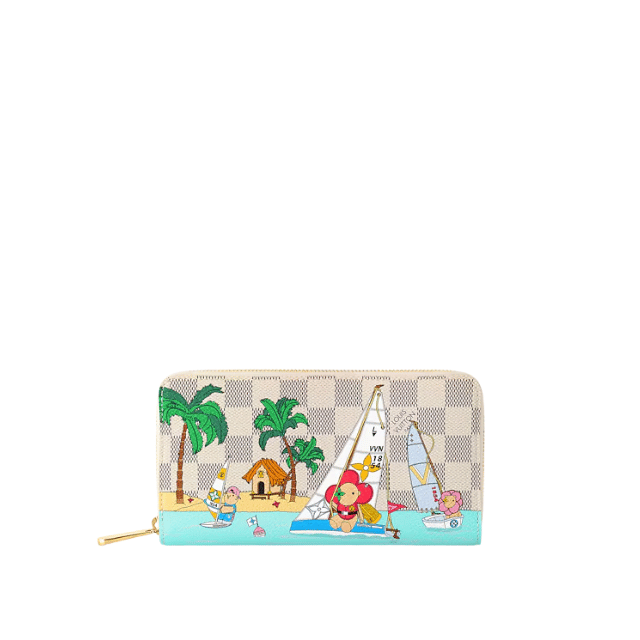 LOUIS VUITTON ZIPPY WALLET VIVIENNE DAMIER AZUR BEIGE 7.7 INCHES N40507