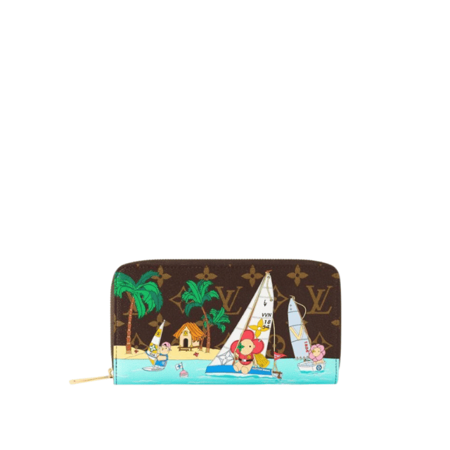 LOUIS VUITTON ZIPPY WALLET VIVIENNE DAMIER AZUR BROWN 7.7 INCHES N40507