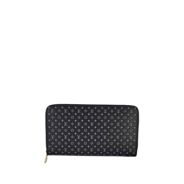 LOUIS VUITTON ZIPPY ROUND LONG WALLET NANOGRAM BLACK 7.7 INCHES M82233