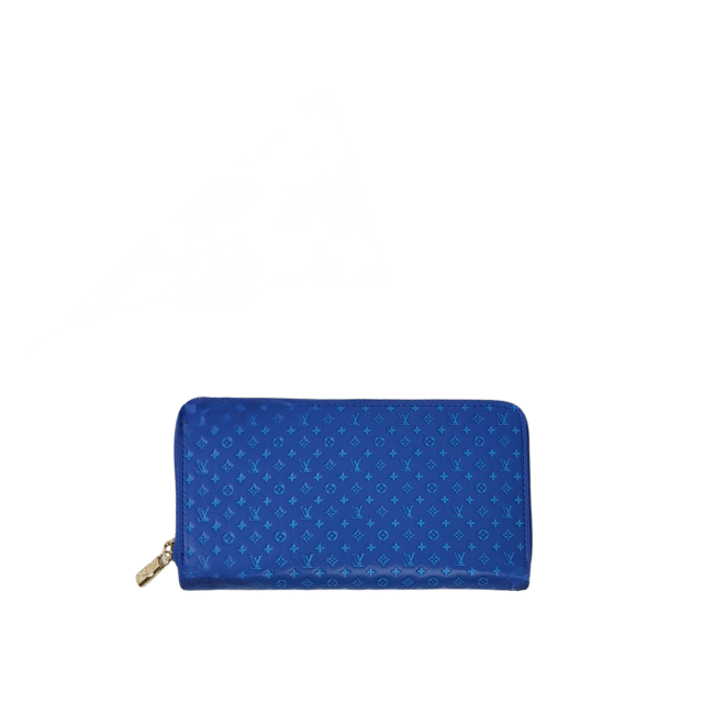 LOUIS VUITTON ZIPPY ROUND LONG WALLET NANOGRAM BLUE 7.7 INCHES M82233