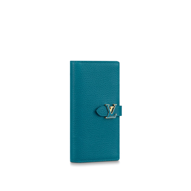 LOUIS VUITTON VERTICAL WALLET TAURILLON LEATHER COLVERT BLUE 7.5 INCHES M81499