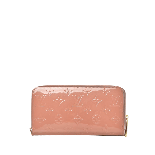 LOUIS VUITTON ZIPPY WALLET MONOGRAM VERNIS LEATHER ROSE BALLERINE 7.5 INCHES M91457