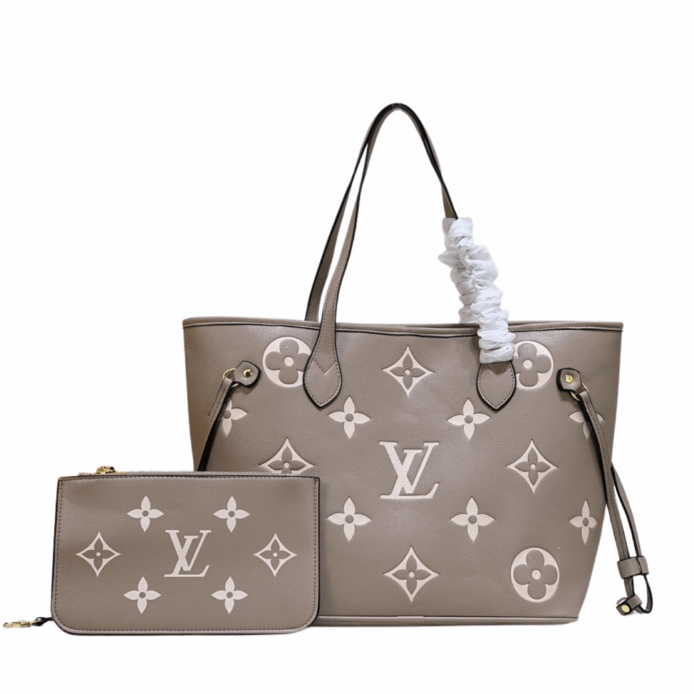 LOUIS VUITTON NEVERFULL MM EMPREINTE MONOGRAM GIANT KHAKI CREAM 12.2 INCHES M46329
