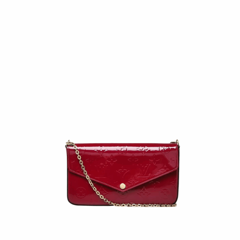 LOUIS VUITTON POCHETTE FÉLICIE MONOGRAM VERNIS LEATHER AMARANTE 8.3 INCHES M61276