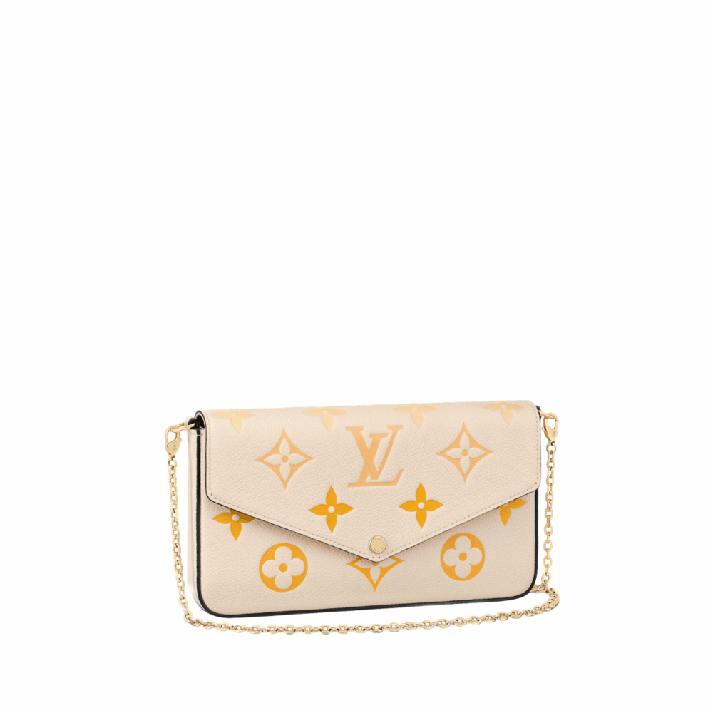 LOUIS VUITTON POCHETTE FÉLICIE MONOGRAM EMPREINTE LEATHER BEIGE / GOLD 8.3 INCHES M80498