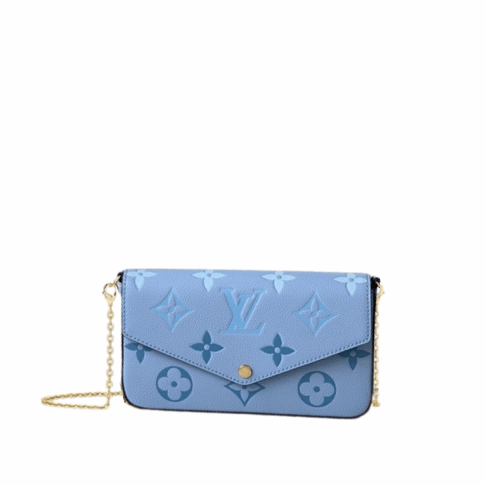 LOUIS VUITTON FELICIE POCHETTE MONOGRAM EMPREINTE BLUE 8.3 INCHES M80498