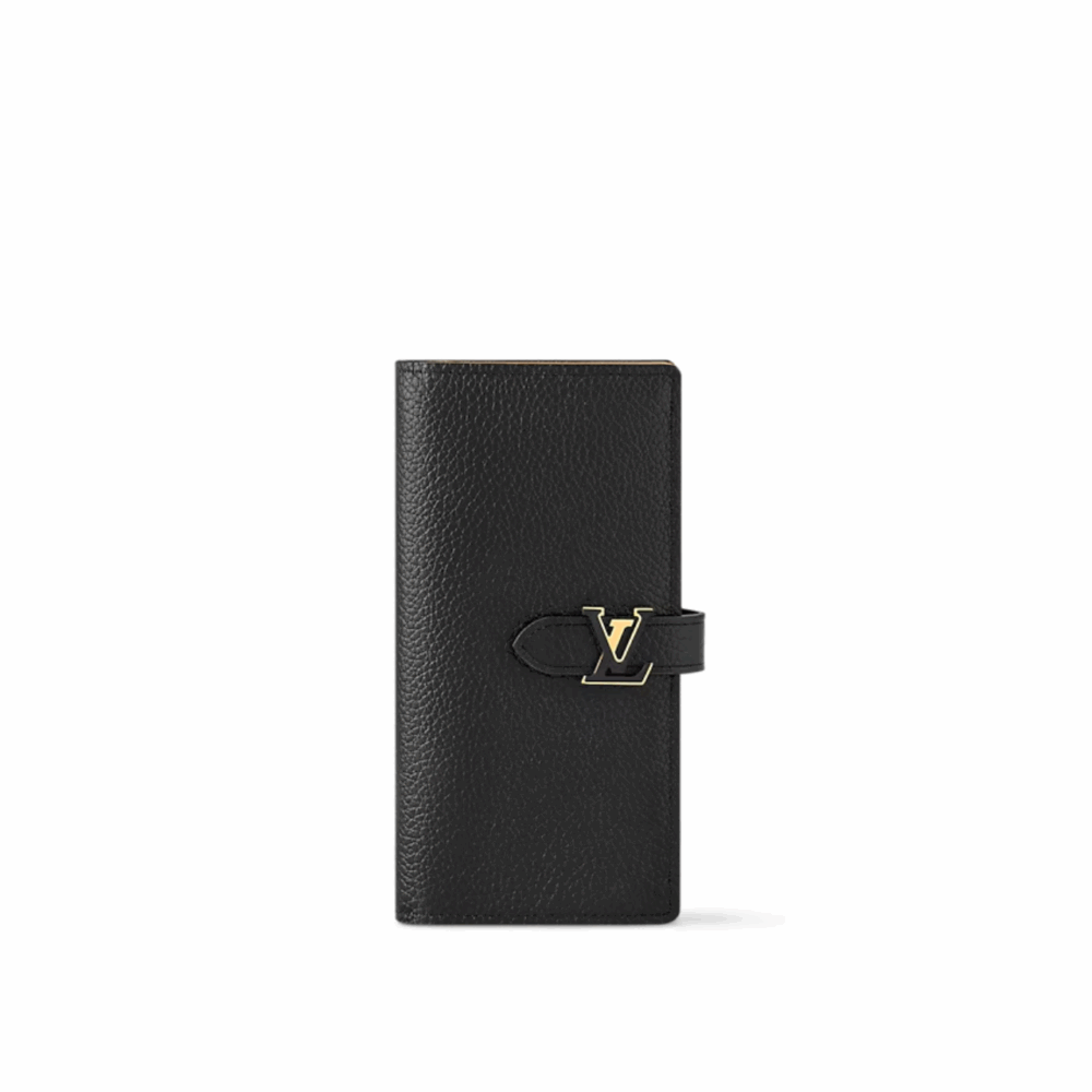 LOUIS VUITTON VERTICAL WALLET TAURILLON LEATHER BLACK 7.5 INCHES M81499