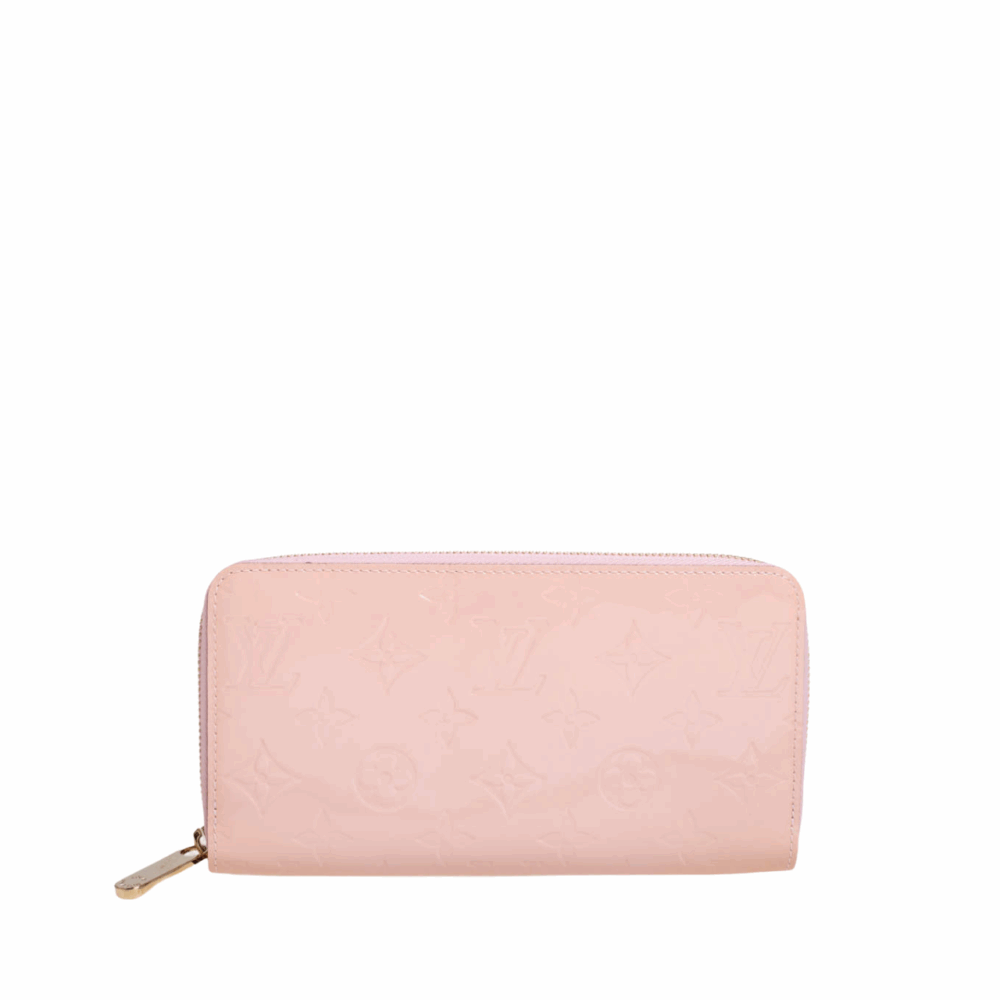 LOUIS VUITTON ZIPPY WALLET MONOGRAM VERNIS LEATHER ROSE POUDRE 7.5 INCHES M91457