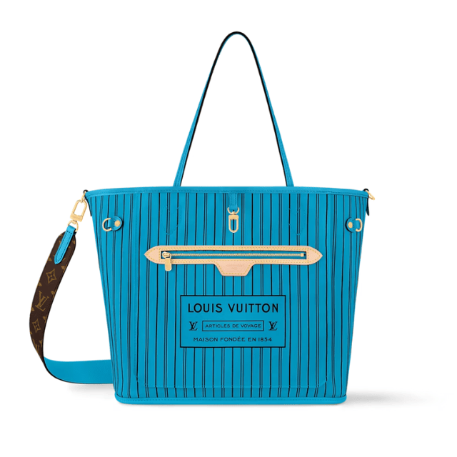 LOUIS VUITTON NEVERFULL BANDOULIÈRE INSIDE OUT MM BLUE 12.2 INCHES M12779